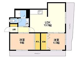 ルーセント白木原 2LDKの間取図画像