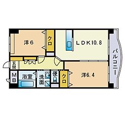 ホープ花屋敷 2LDKの間取図画像