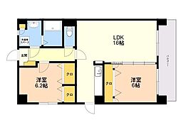 サンライトキャッスル 2LDKの間取図画像