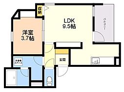 グランメゾンJR二日市西 1LDKの間取図画像