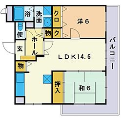 ピア白水ヶ丘 2LDKの間取図画像
