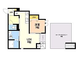 GRANDTICRESIDENCE朝倉街道 1LDKの間取図画像