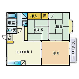 サニータウン城山 3LDKの間取図画像