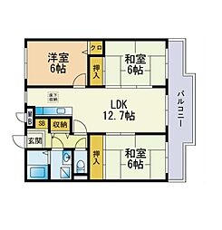 ロイヤルハイツ博多南 3LDKの間取図画像