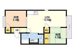 コーポ白水 2LDKの間取図画像