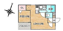 アパルトマン昭南町 1LDKの間取図画像
