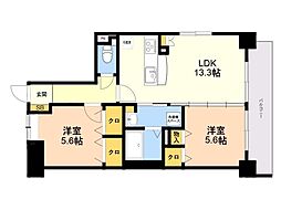 シグレア下大利 2LDKの間取図画像