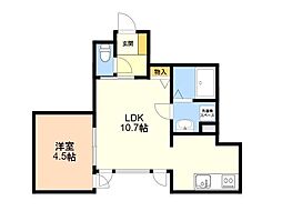 La Kasa Yumachi1321 1LDKの間取図画像