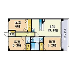 ソルベルデ五条 3LDKの間取図画像