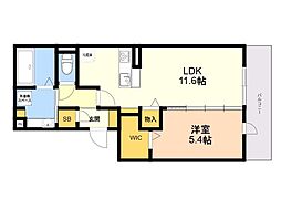 クラヴィーア朝倉街道駅前 1LDKの間取図画像