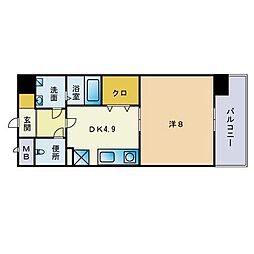 アンプルールベトンマハロ 1DKの間取図画像