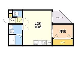 fluke t-front A棟 1LDKの間取図画像