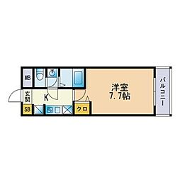 リーセント春町 1Kの間取図画像