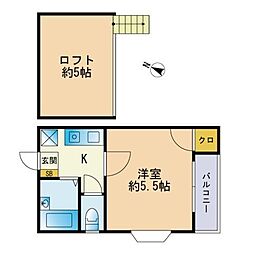 サンライズ井尻南 1Kの間取図画像
