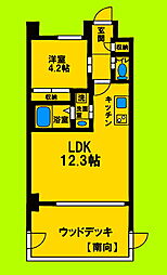 阪急千里線 北千里駅 徒歩15分の賃貸マンション 1階1LDKの間取り