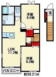 プレアデス2 2LDKの間取図画像