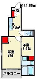 フレッシュリーA 1SKの間取図画像