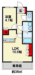 コンフォース行事 1LDKの間取図画像