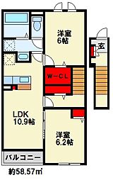 デュオブライト II 2LDKの間取図画像