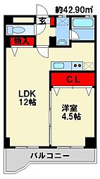 エスズイン葛原 1LDKの間取図画像