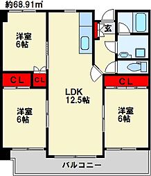 ハーベスト守恒 3LDKの間取図画像