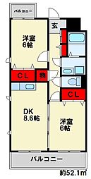 雅ビル 2DKの間取図画像