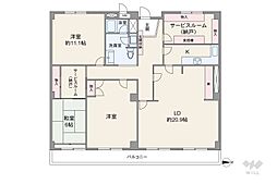 芦屋サンプラザ 3SLDKの間取図画像