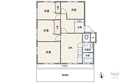 仁川フラットA棟 4DKの間取図画像