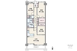 東急ドエル・アルス西宮越木岩 3LDKの間取図画像