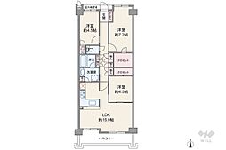 東急ドエル・アルス西宮越木岩 3LDKの間取図画像
