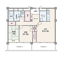 メゾン甲子園北棟 2LDKの間取図画像