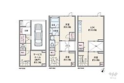 サンクタスコート芦屋 3SLDKの間取図画像