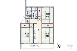 ライオンズマンション箕面F棟 3DKの間取図画像