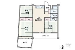 箕面マンションプラザ 3LDKの間取図画像