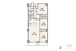 日商岩井箕面ハイツC棟 3LDKの間取図画像