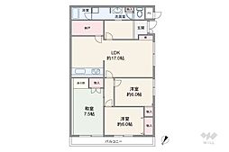 グランデ箕面 3LDKの間取図画像