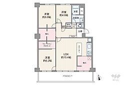 ニューセンバハイツ 3LDKの間取図画像