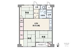 千里南町第一次住宅A-3棟 3LDKの間取図画像