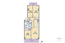 日興豊中緑丘スカイマンション 3LDKの間取図画像