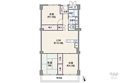 千里泉ケ丘スカイハイツ3号棟 3LDKの間取図画像