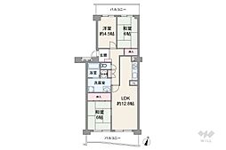吹田ロイヤルマンション 3LDKの間取図画像