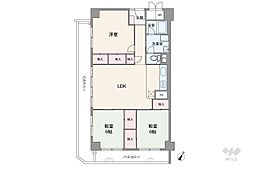 ルネ千里丘2号棟 2LDKの間取図画像