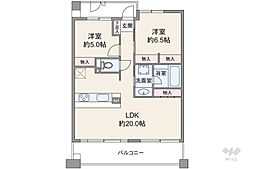 キングスクエア北大阪パークフェリス1番館 2LDKの間取図画像