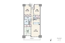 グランアークス千里山 3LDKの間取図画像