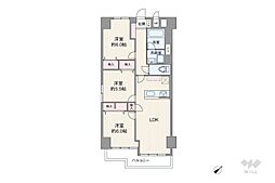 新北野第3コーポ 3LDKの間取図画像