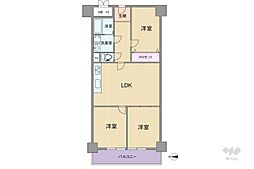 江坂ハイデンス 3LDKの間取図画像
