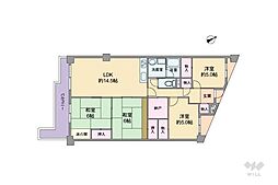 プレジデント箕面B棟 4LDKの間取図画像