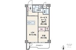 チサンマンション第一江坂 1SLDKの間取図画像