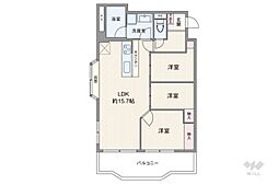 緑地公園第二ダイヤモンドマンション 3LDKの間取図画像