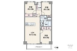ファミールハイツ北大阪2号棟 3LDKの間取図画像
